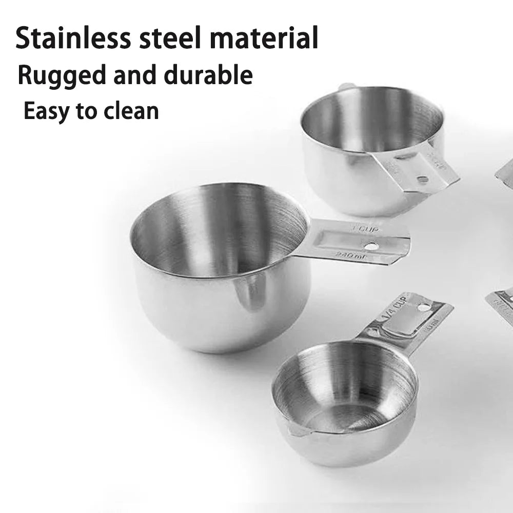 10 pcs Measuring Cups, Stainless Steel Measuring Spoons Set Multifunctional Kitchen Gadgets for Cooking, Baking and Dry Liquid