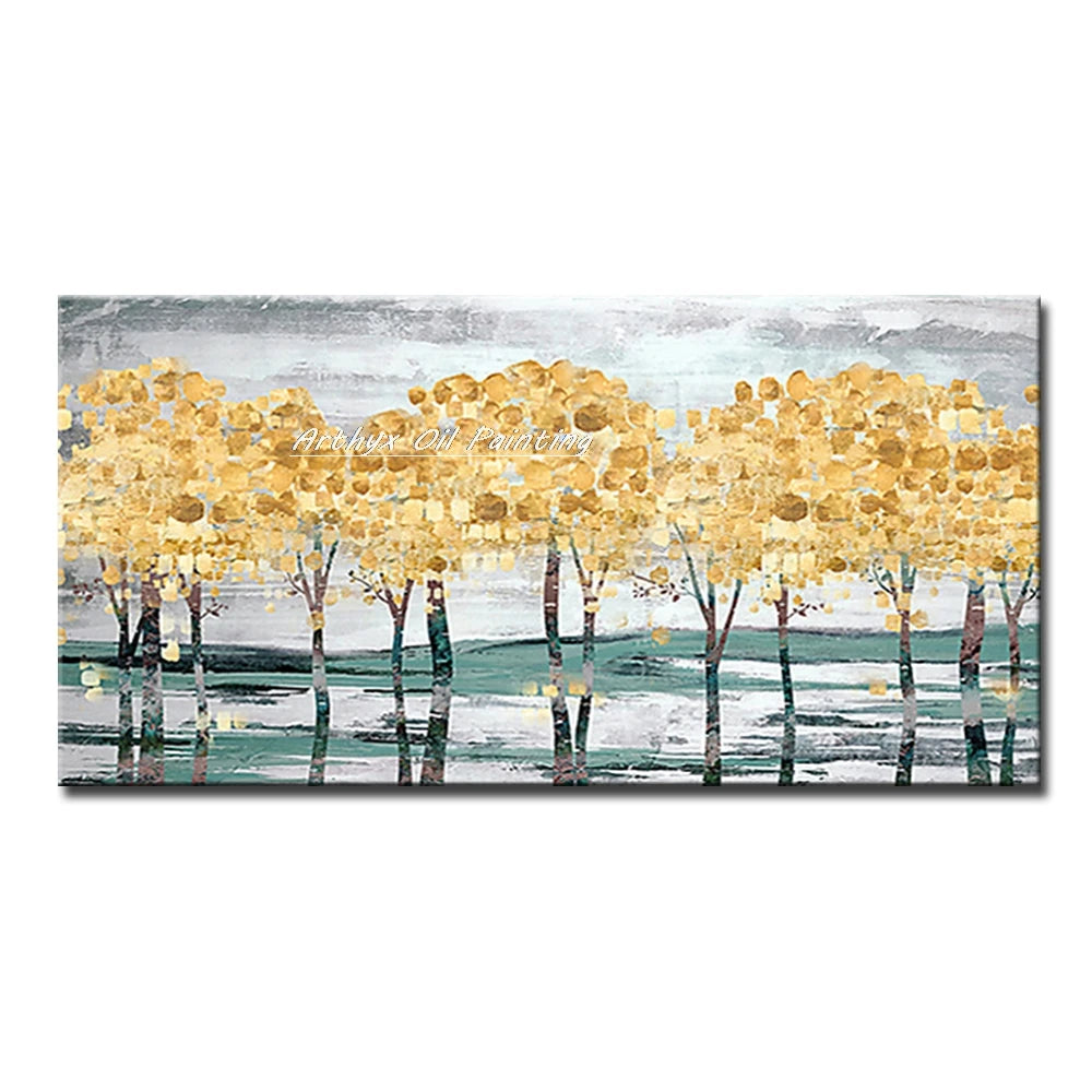 Arthyx,Large Handpainted Palette Knife Tree Oil Painting on Canvas,Modern Abstract Landscape Art Poster,Wall Pictures,Home Decor