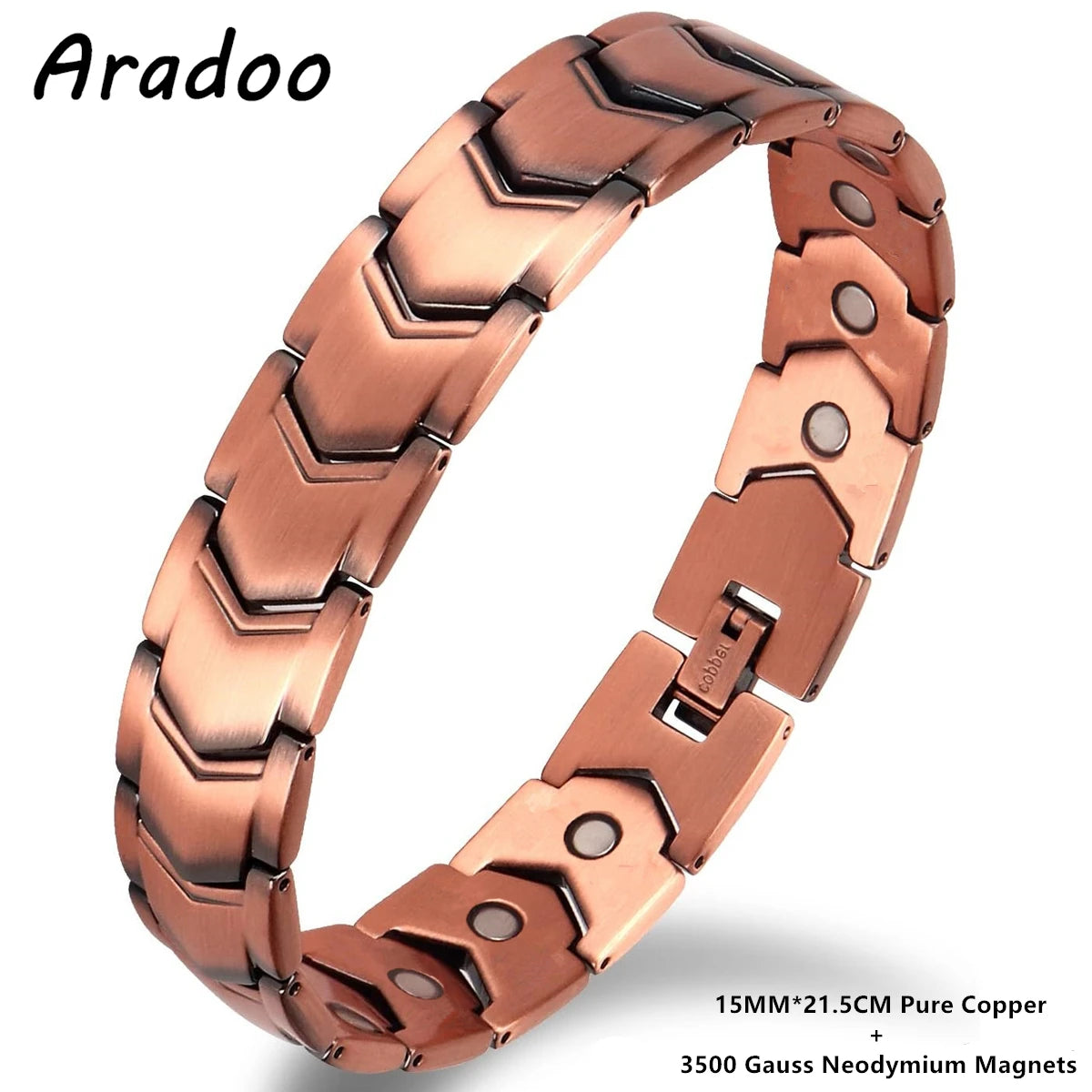 ARADOO Pure Copper Bracelet Retro Style 3500 Gauss Magnetic Men's Bracelets