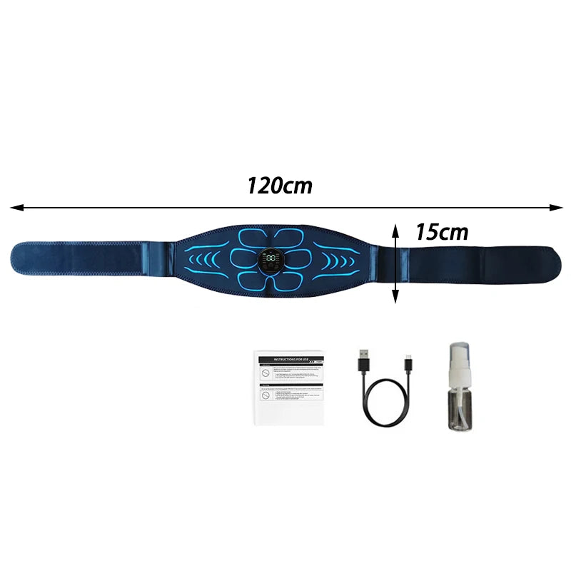 Abs Toning Belt Abdominal Muscle Toner EMS Muscle Stimulator USB Rechargeable Body Slimming Massager Fitness Exercise Equipment