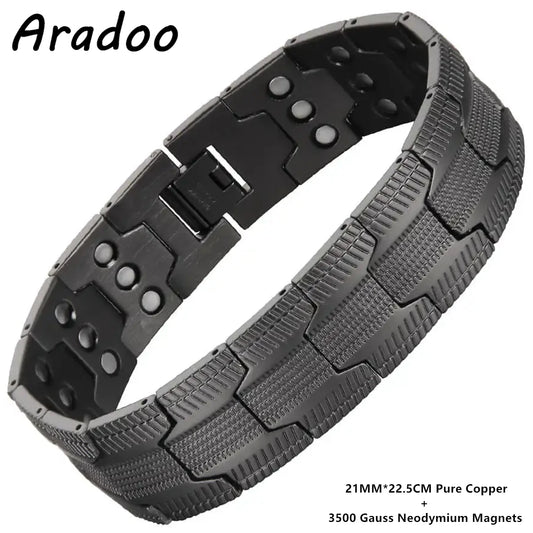 ARADOO Pure Copper Bracelet Retro Style 3500 Gauss Magnetic Men's Bracelets