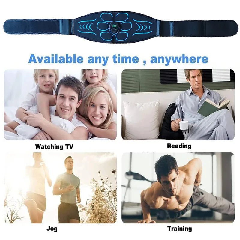 Abs Toning Belt Abdominal Muscle Toner EMS Muscle Stimulator USB Rechargeable Body Slimming Massager Fitness Exercise Equipment