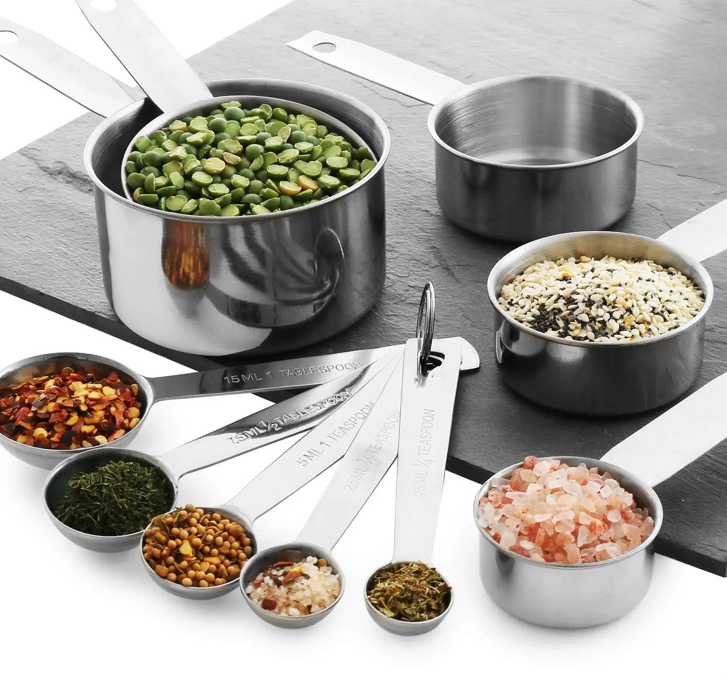 10 pcs Measuring Cups, Stainless Steel Measuring Spoons Set Multifunctional Kitchen Gadgets for Cooking, Baking and Dry Liquid