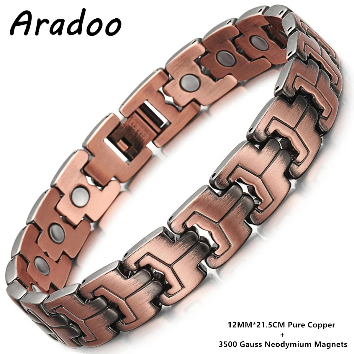 ARADOO Pure Copper Bracelet Retro Style 3500 Gauss Magnetic Men's Bracelets