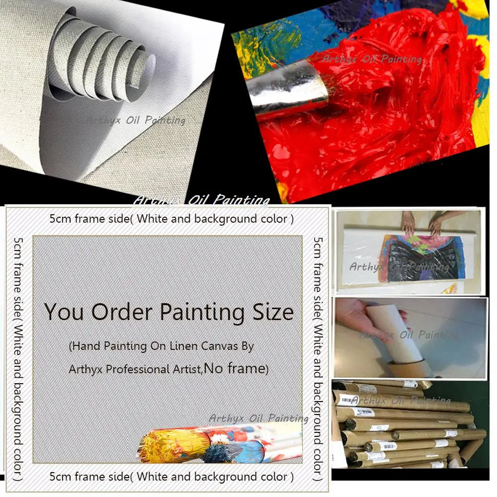 Arthyx,Large Handpainted Palette Knife Tree Oil Painting on Canvas,Modern Abstract Landscape Art Poster,Wall Pictures,Home Decor