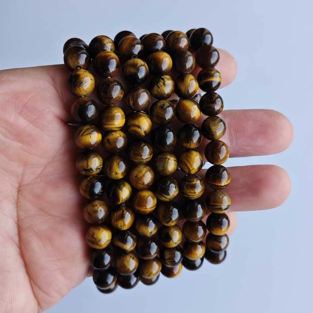 Natural tiger eye Stone 8mm Beads Reiki Healing Handmade stretch Bracelets & Bangles Gift jewelry fast shipping Wholesale 6pcs