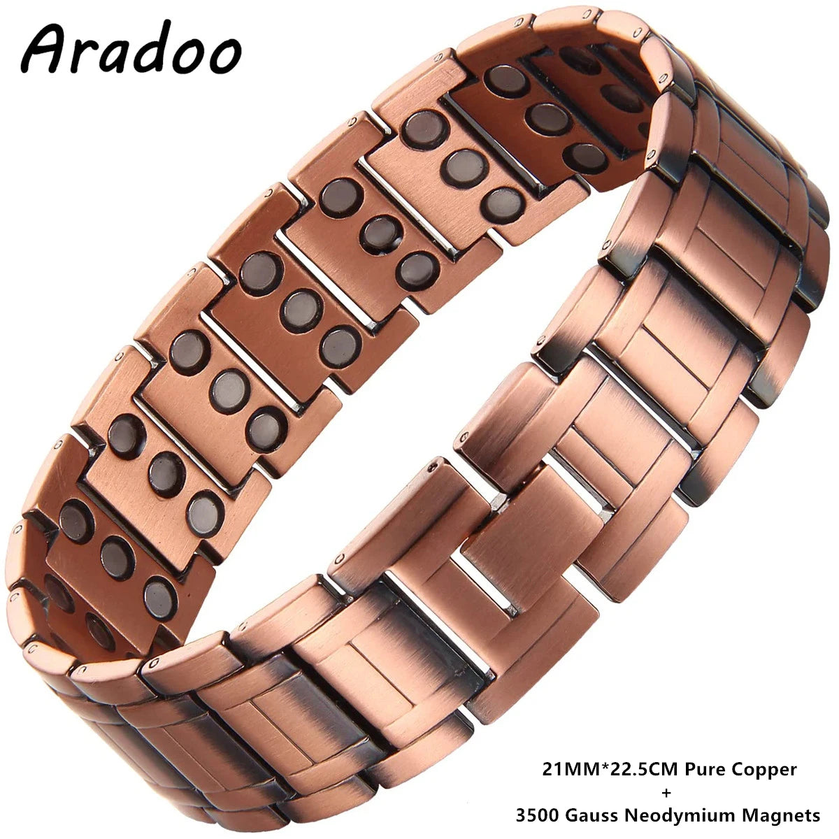 ARADOO Pure Copper Bracelet Retro Style 3500 Gauss Magnetic Men's Bracelets