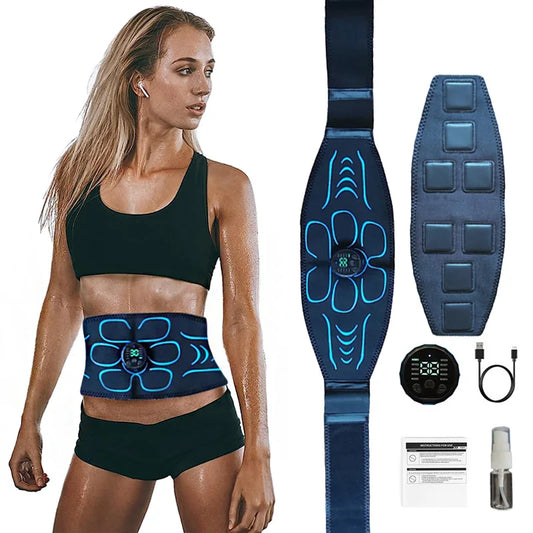Abs Toning Belt Abdominal Muscle Toner EMS Muscle Stimulator USB Rechargeable Body Slimming Massager Fitness Exercise Equipment