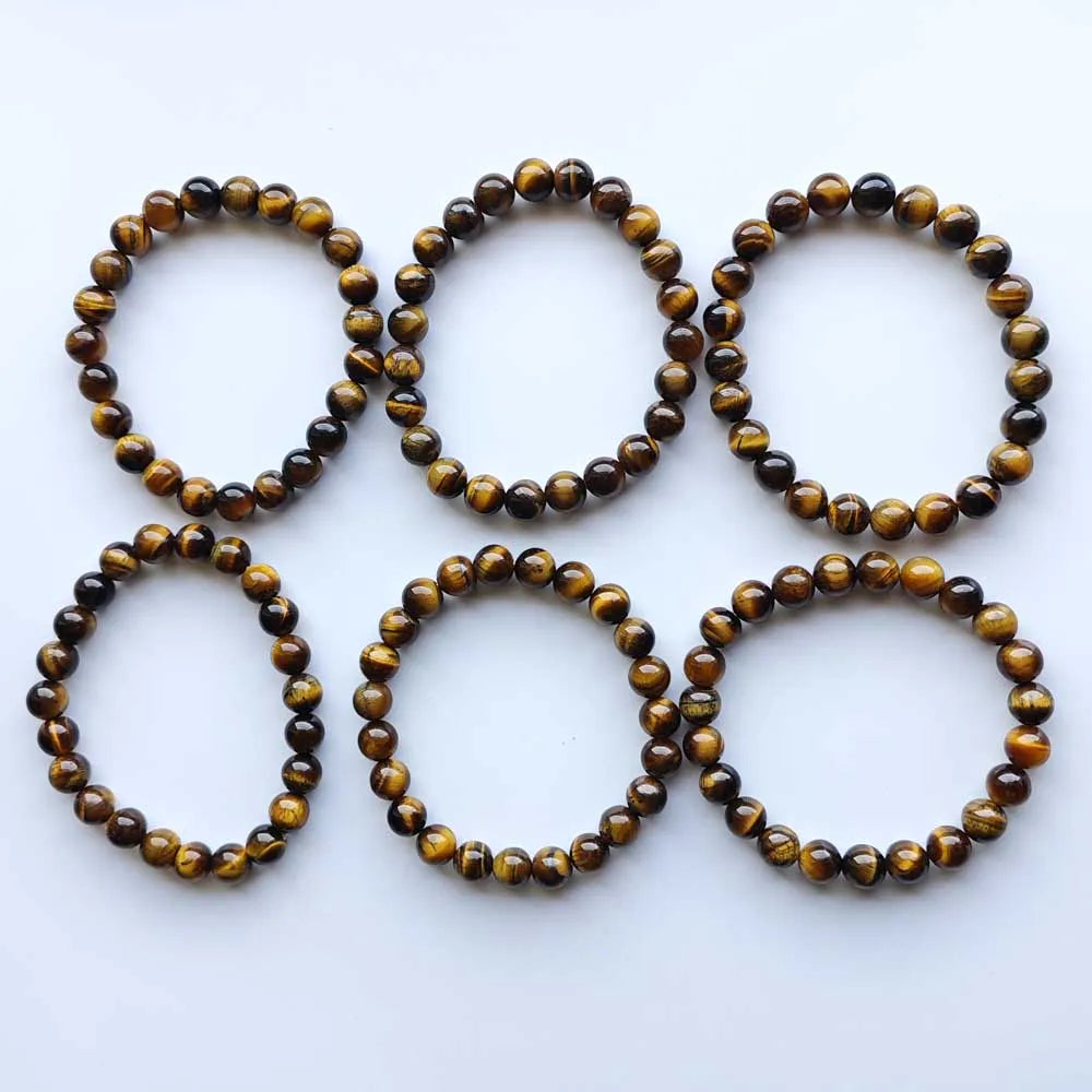 Natural tiger eye Stone 8mm Beads Reiki Healing Handmade stretch Bracelets & Bangles Gift jewelry fast shipping Wholesale 6pcs