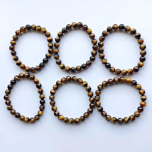 Natural tiger eye Stone 8mm Beads Reiki Healing Handmade stretch Bracelets & Bangles Gift jewelry fast shipping Wholesale 6pcs