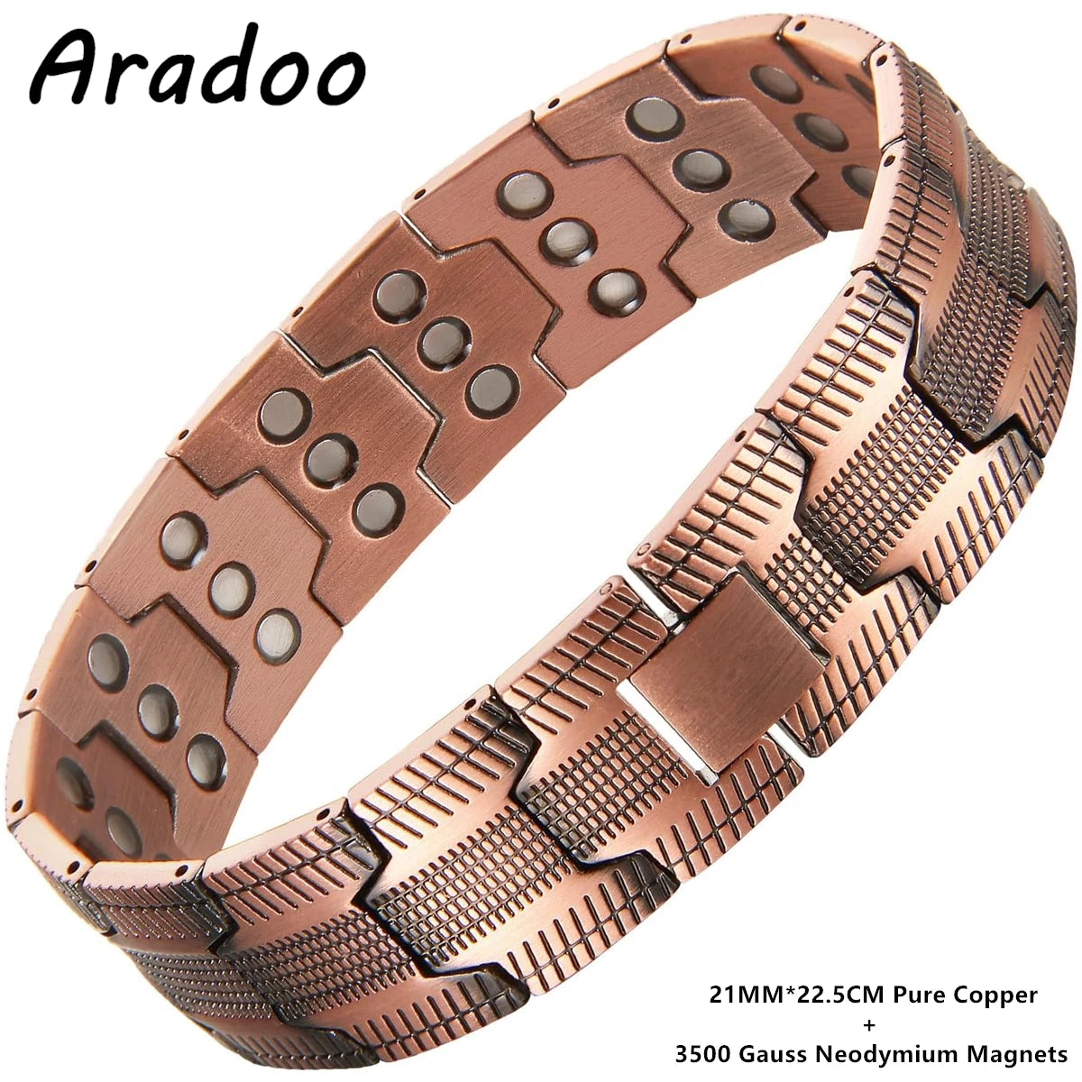 ARADOO Pure Copper Bracelet Retro Style 3500 Gauss Magnetic Men's Bracelets