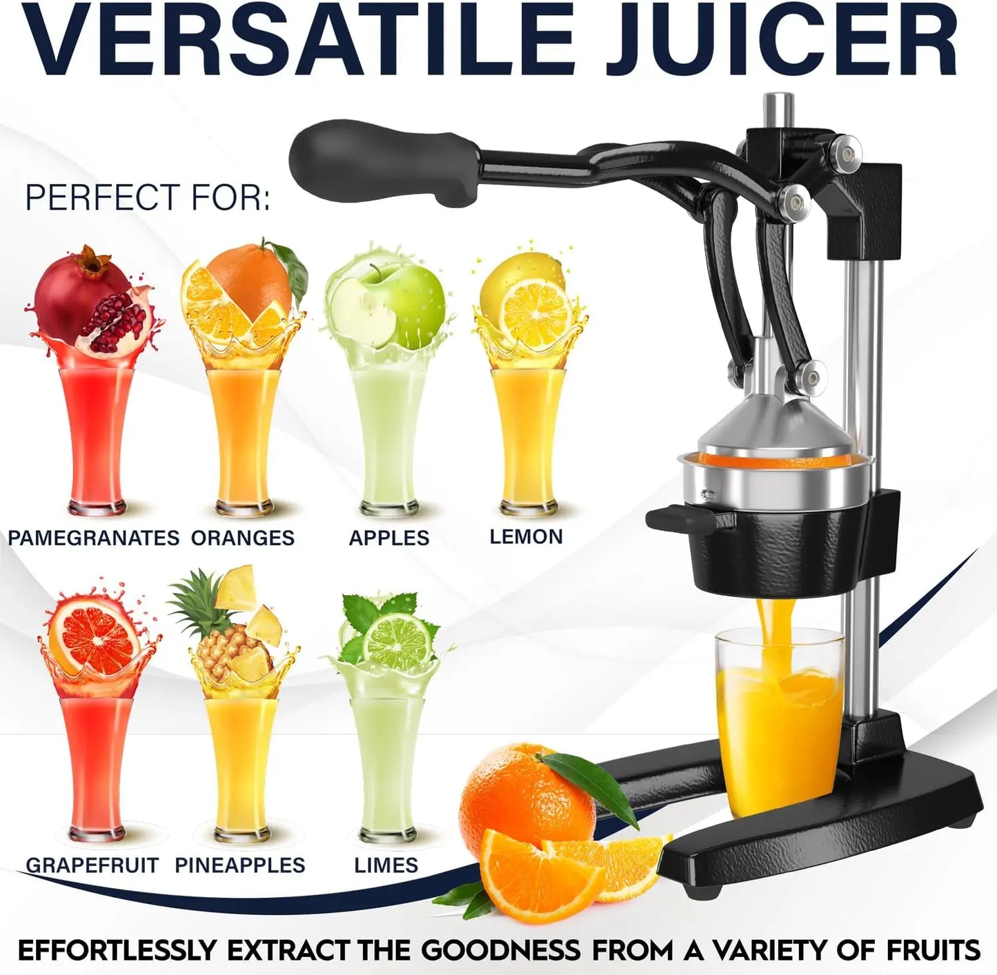 Cast Iron Citrus Juicer | Extra-Large Commercial Grade Manual Hand Press | Heavy Duty Countertop Squeezer