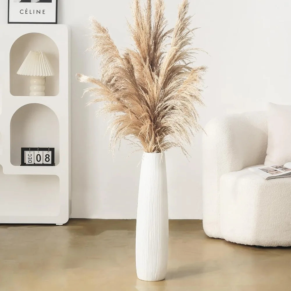 Big White Floor Vase, Tall Floor Vase, Large Decorative Flower Vases for Decor Living Room Modern Home Office Bedroom