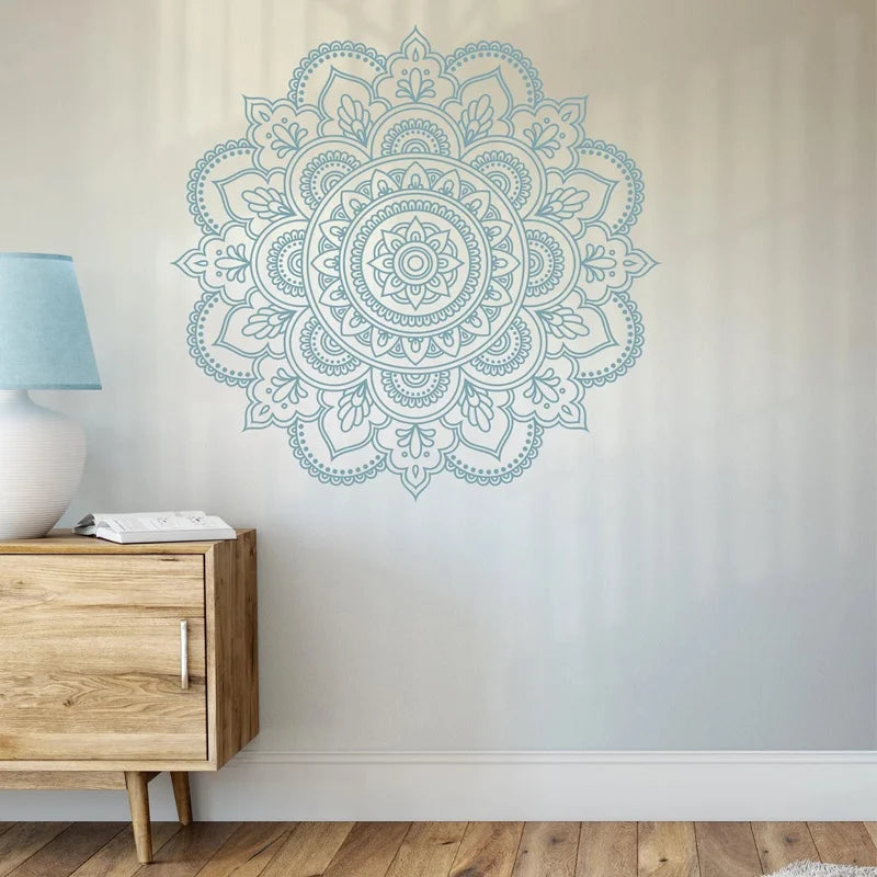 Mandala Wall Decal for Home Decor, Indian Round Ornament, Vinyl Art, Living Room, Bedroom, Boho Sticker, Yoga Studio mural, G063