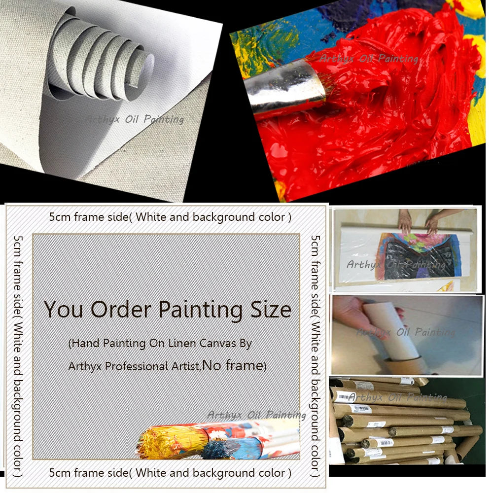 Arthyx,Large Handpainted Palette Knife Tree Oil Painting on Canvas,Modern Abstract Landscape Art Poster,Wall Pictures,Home Decor