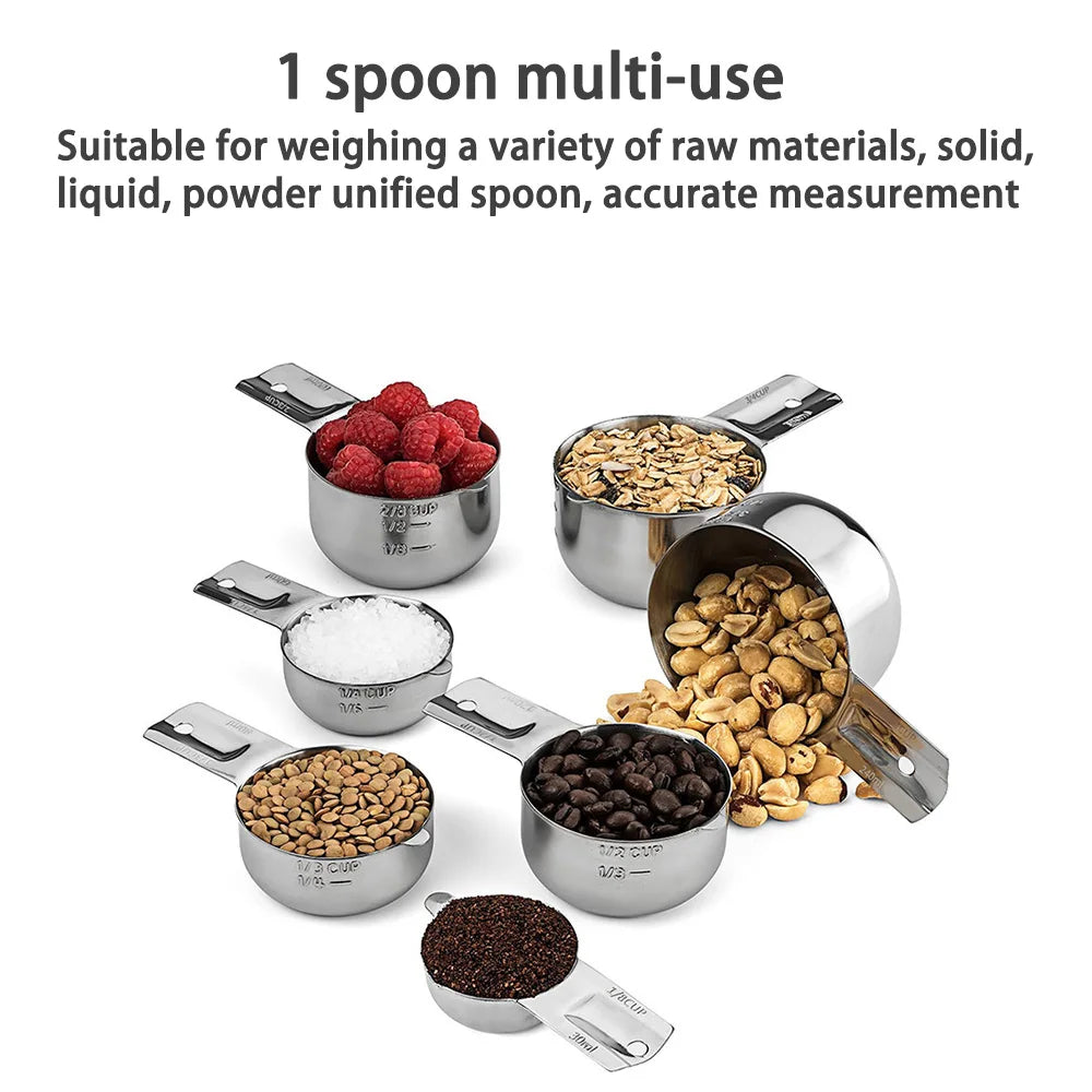 10 pcs Measuring Cups, Stainless Steel Measuring Spoons Set Multifunctional Kitchen Gadgets for Cooking, Baking and Dry Liquid