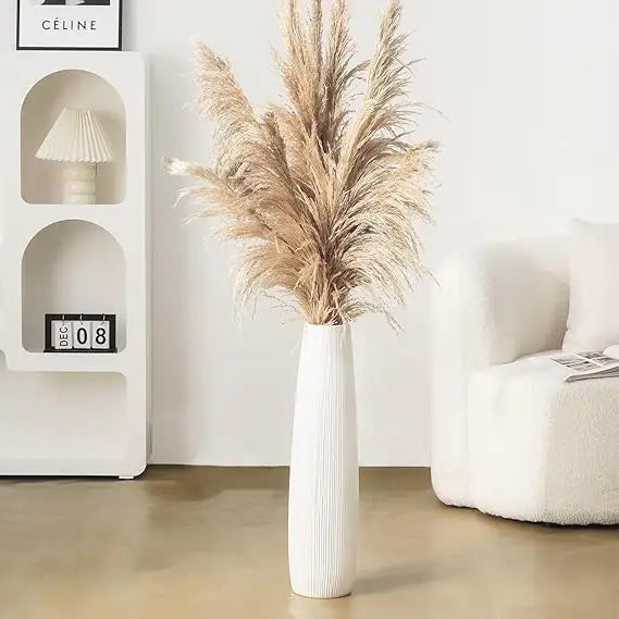 Big White Floor Vase, Tall Floor Vase, Large Decorative Flower Vases for Decor Living Room Modern Home Office Bedroom